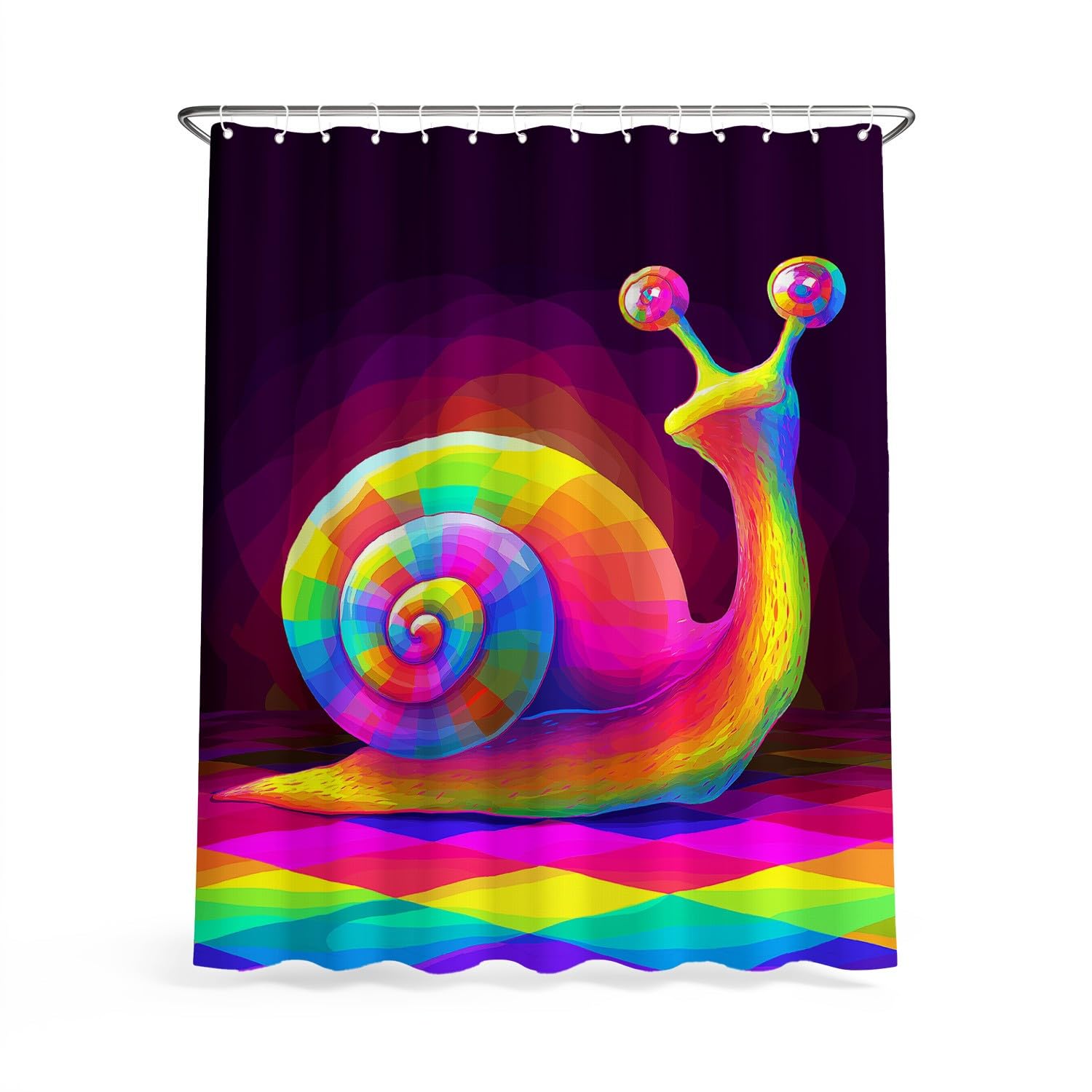 Generico Fantasia Tenda Da Doccia Vivace Carino Lumaca Multicolore, Tenda Da Doccia Per Bagno, Vasca Da Bagno, Tenda In Poliestere Impermeabile Con Ganci In Plastica, 180 x 200 cm