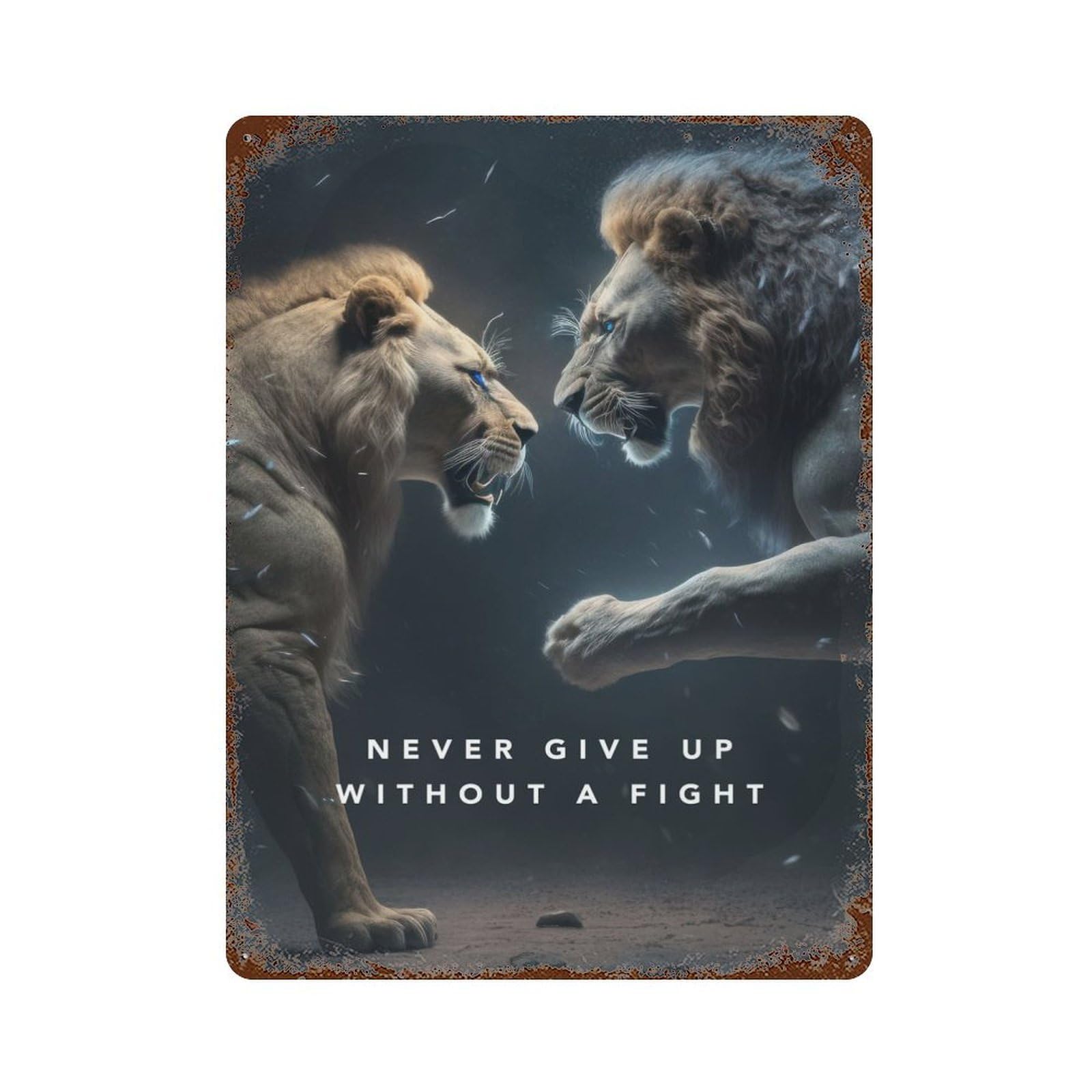 Never Give Up Motivation Retro Metal Sign 15.7"x11.8", Vintage Wall Decor for Garage, Pub Or Kitchen