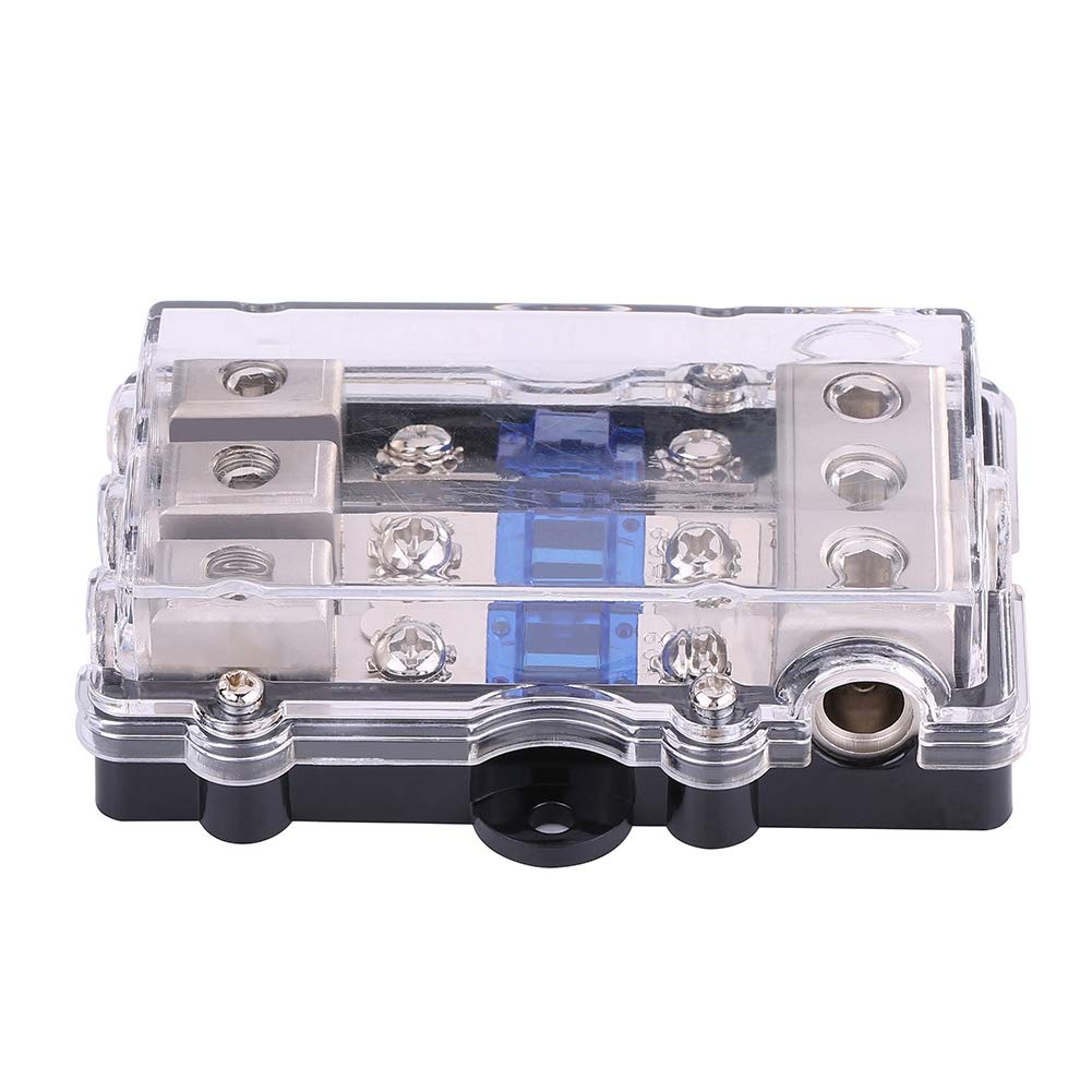Scatola dei fusibili per auto, blocco porta fusibili di alimentazione audio stereo per auto da 60A universale universale 1 in 3 vie di uscita 12V-24V