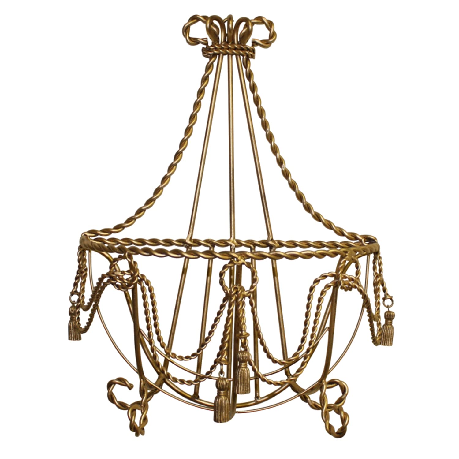 Ornate Gold Swag Tassel Wall Basket | Baroque Hanging Flower Metal
