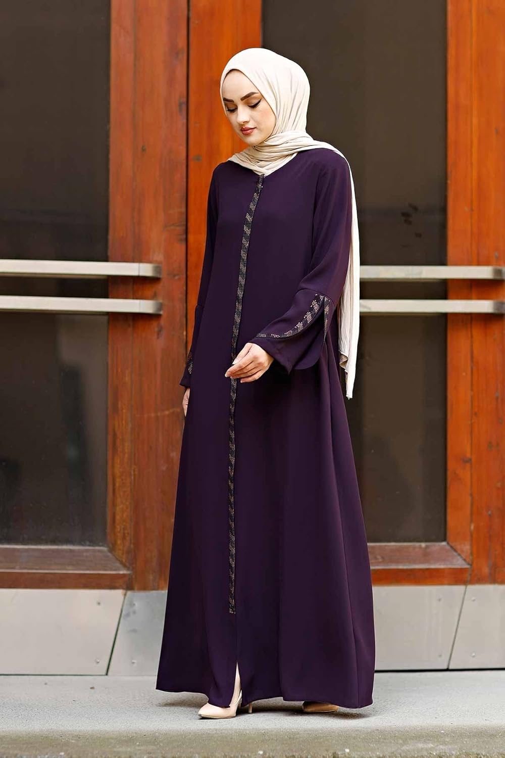 istanbul styles Women's Abaya Long Sleeve Open Quarry Floor Length Zipper Floor Length Turkish Islamic Fashion - Image 4