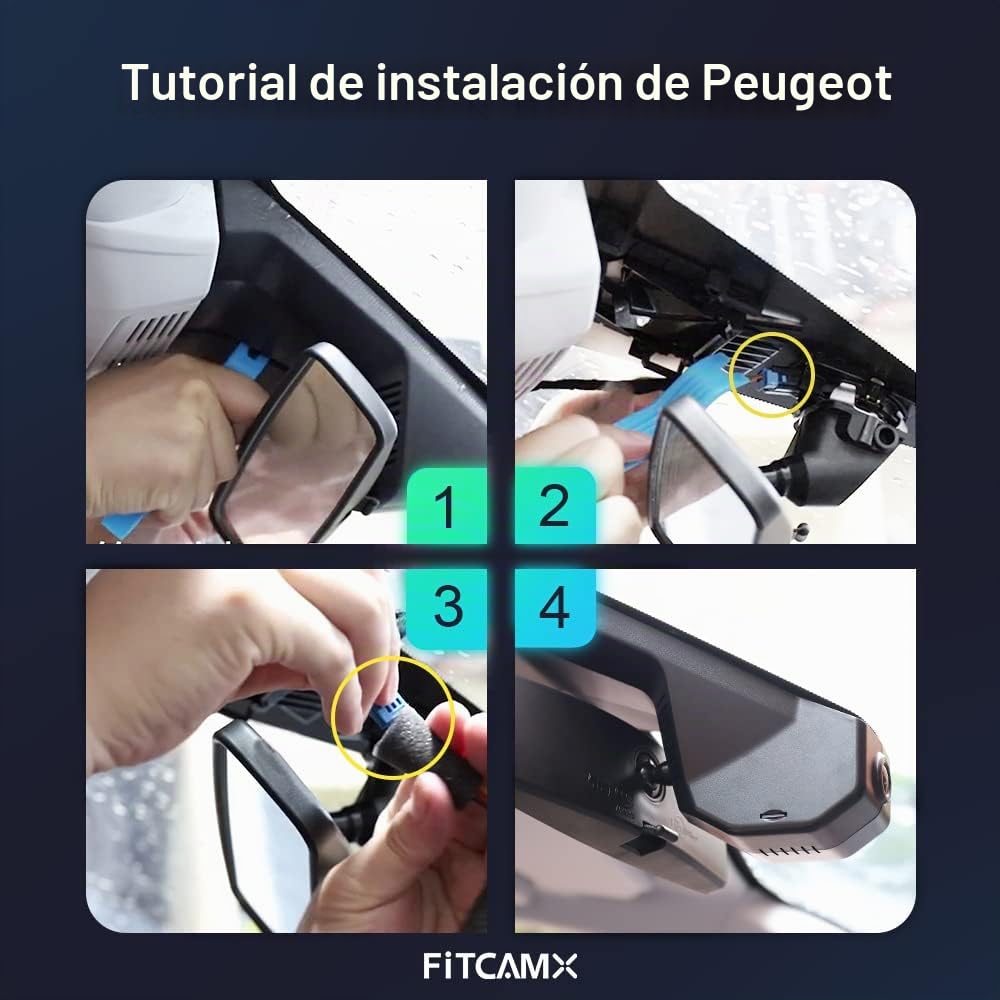 Fitcamx Dash CAM Adecuado para Peugeot 4008/5008/CITROEN C5 Aircross/DS7 Crossback/DS7 ETENSE 2017-2023, OEM 4K Cámara de Coche WiFi 2160P Video, G-Sensor, Grabación en Bucle, WDR, Tarjeta de 64GB