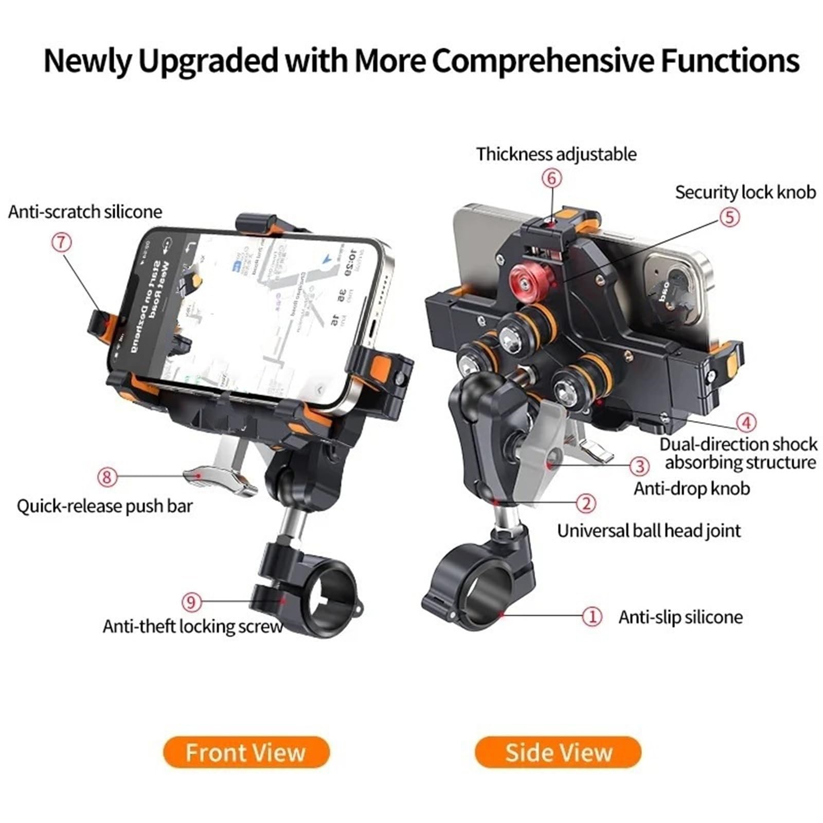 Moto Porte Telephone Support Universel pour Téléphone Portable Abs pour Guidon De Vélo