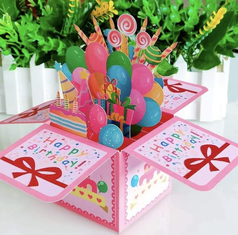 Miniatura 4 de Get Your Merch - Tarjeta emergente 3D de feliz cumpleaños, ideal para compartir un cumpleaños, enviar felicitaciones, tarjeta de felicitación con