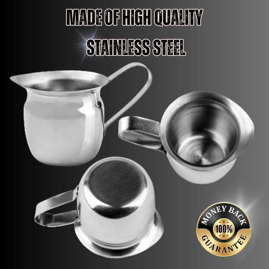 Luminel - Juego de 36 cremas de café de acero inoxidable, jarra de espresso de 3 onzas, jarra de crema de metal, taza de crema, jarra pequeña para verter crema, dispensador de leche de restaurante,