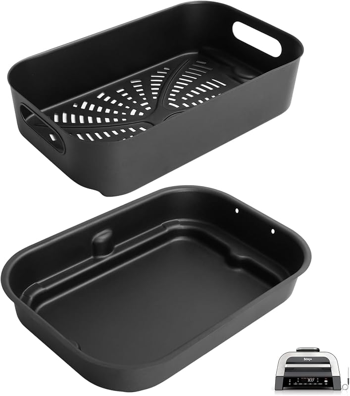 Grill Cooking Pot and Combo Crisper Basket for Ninja Foodi FG551/DG551 Smart XL Indoor Grill Accessories,Non-Stick Air Frying Basket & Griddle Pan Replacement for Ninja DG651