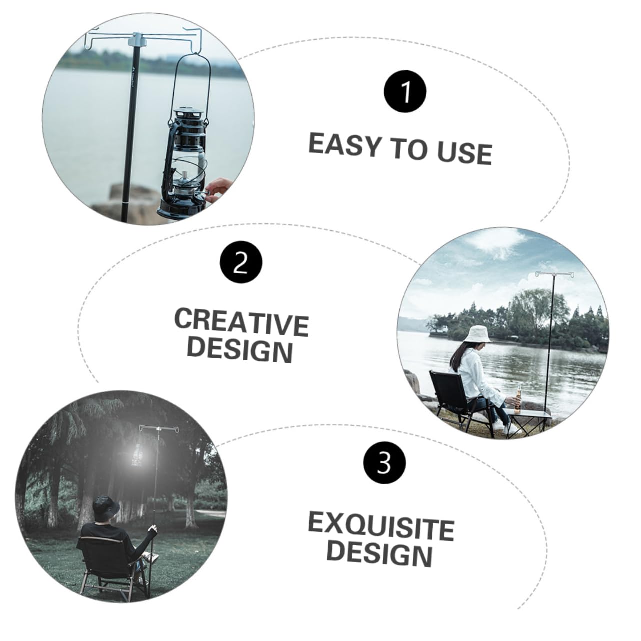 Yardwe Doppelkopflichtstativ LED Laterne umhängelampe pendelleuchte campingleuchte campung zubehör hängelampe hangelampe Camping-Lampenmast Hängeregal für Lampen Aluminiumlegierung Black