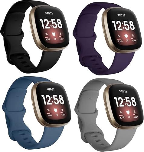 Seleek Bandas de repuesto compatibles con Fitbit Versa 3  Versa 4  SenseSense 2, correa ajustable de silicona para mujeres y hombres, pequeñas y