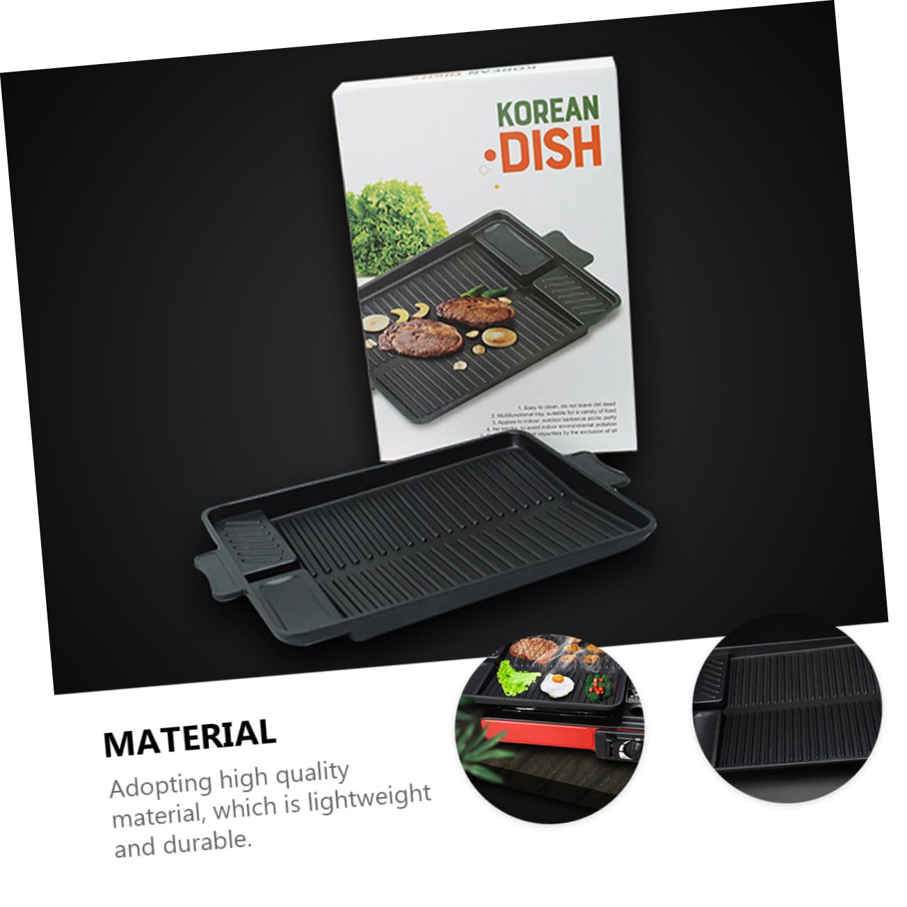Plato para Barbacoa Rectangular Antiadherente para Exterior Bandeja para Asar Resistente y Ligera con Orificios para Drenaje de Aceite Fácil de Limpiar para Parrilla