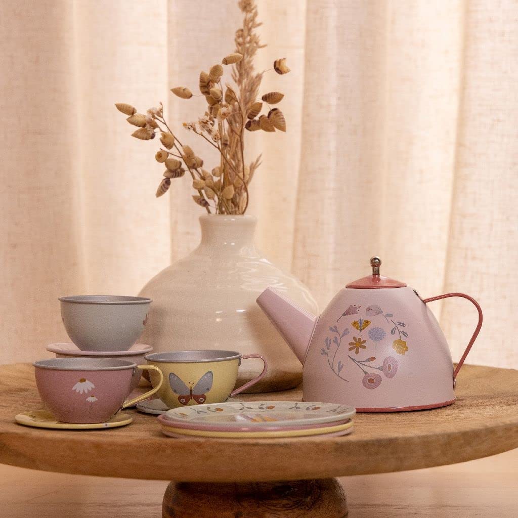 Partie de dînette en porcelaine à décor de roses bleue et rose