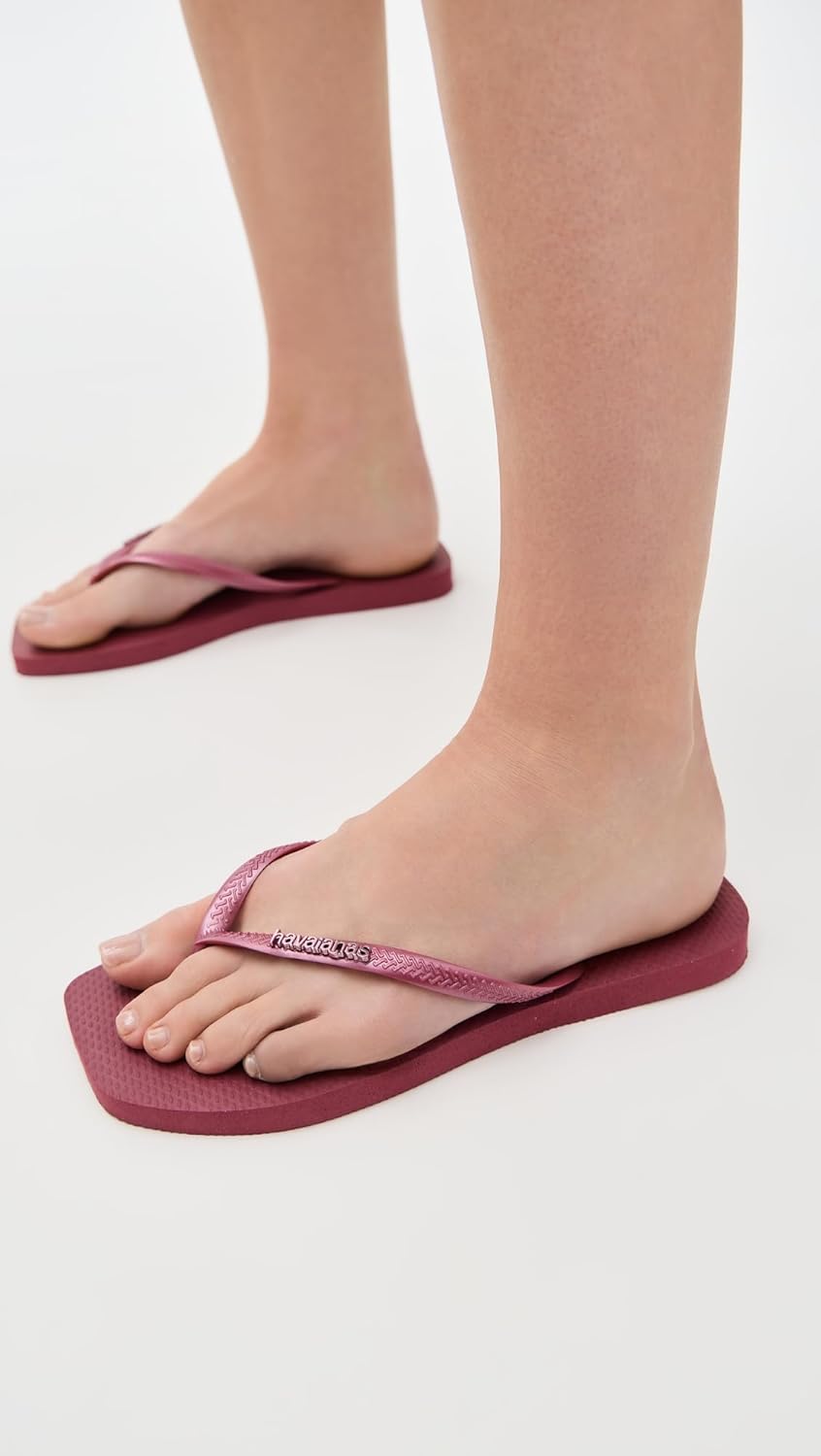 Havaianas womens Slim Square Logo Metallic Flip-flop