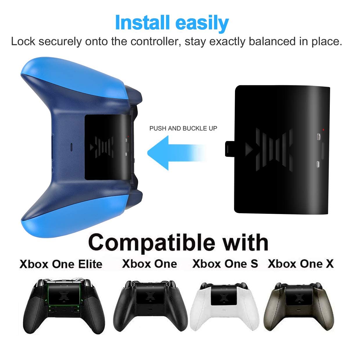 Pickle Power Batterie Rechargeable avec câble de Charge Micro USB 2 en 1 pour Xbox One/One S/One X/One Elite (Pas pour Xbox Series X|S)