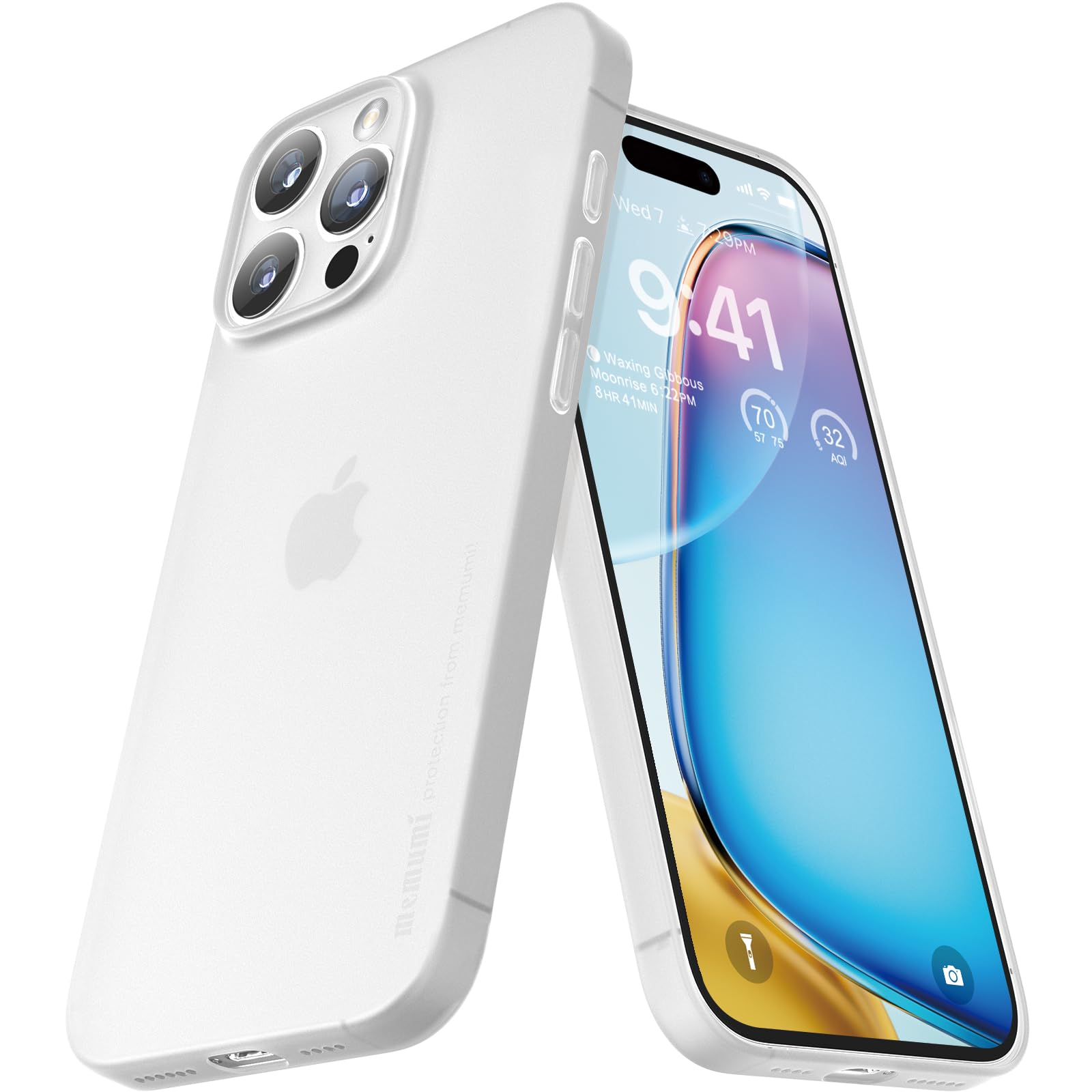 memumi 0.3mm Ultra Slim Case for iPhone 16 Pro, Matte Finish Case with Full Camera Protection
