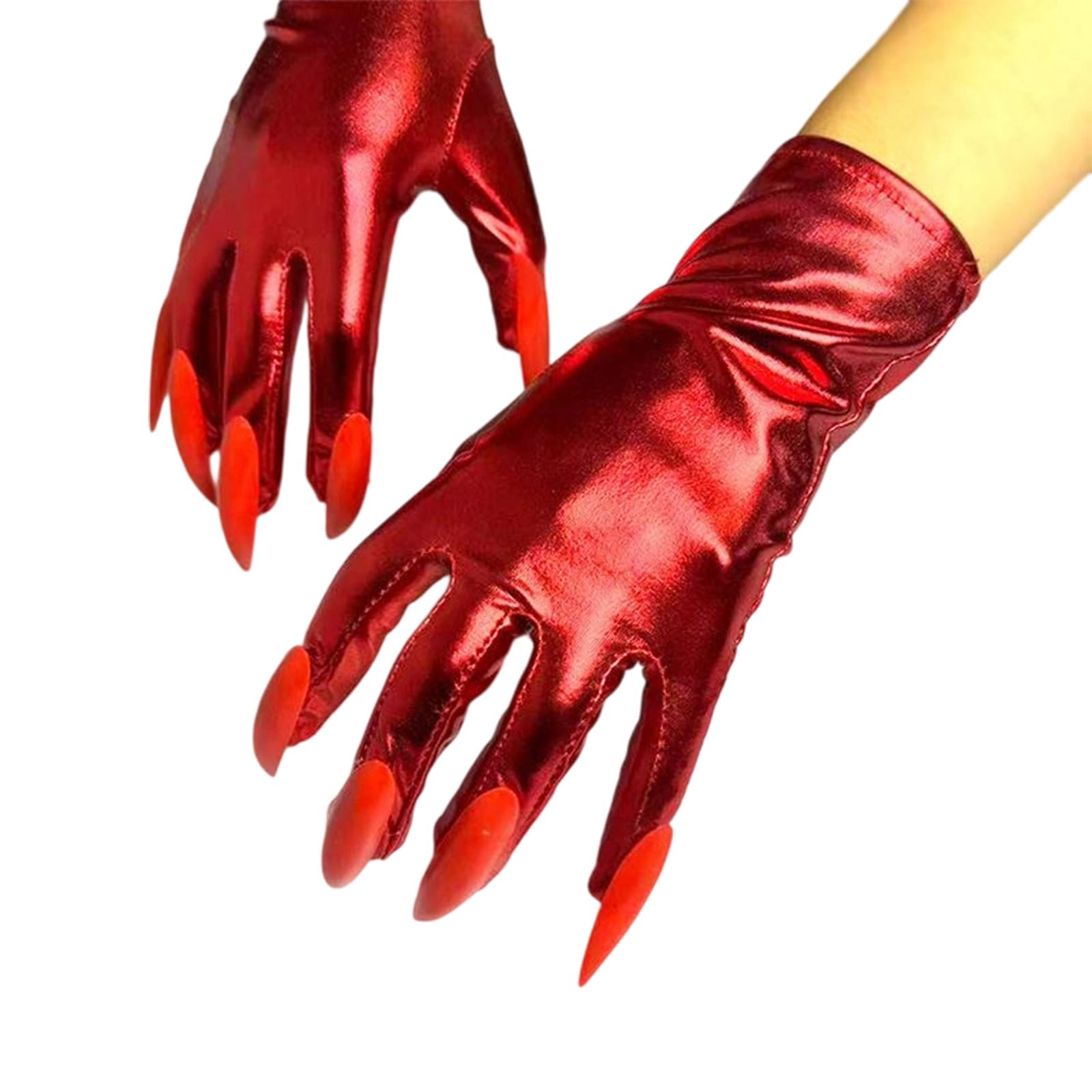 MICFENY 2pack Halloween Gloves Scary Nails Gloves Long Mittens Monsters Wolf Handwear for Evening Attires Essential