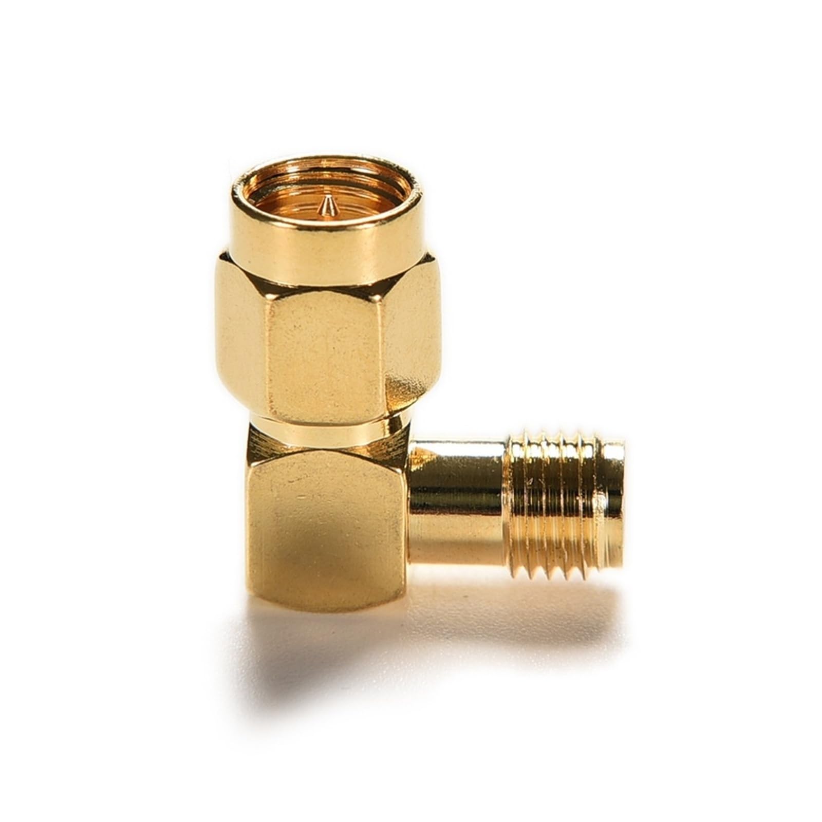 Adaptateur coaxial RF SMA femelle vers SMA mâle à angle droit 90 degrés 50 ohms plaqué or