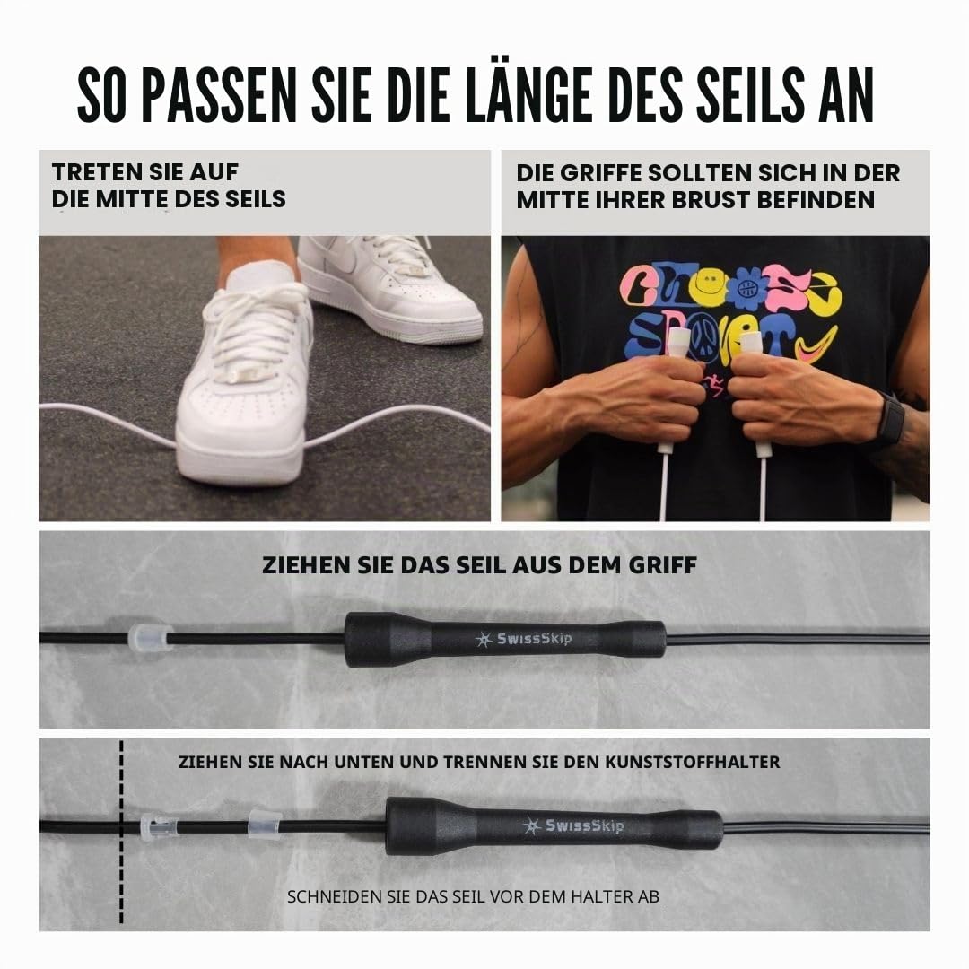 Swissskip Speed-Springseil von Dayan Kolev, 5 mm PVC-Springseil, ideal für Anfänger und Fortgeschrittene, entworfen für Fitness, Cardio, Boxen und Crossfit, verstellbare Länge mit unzerbrechlichen