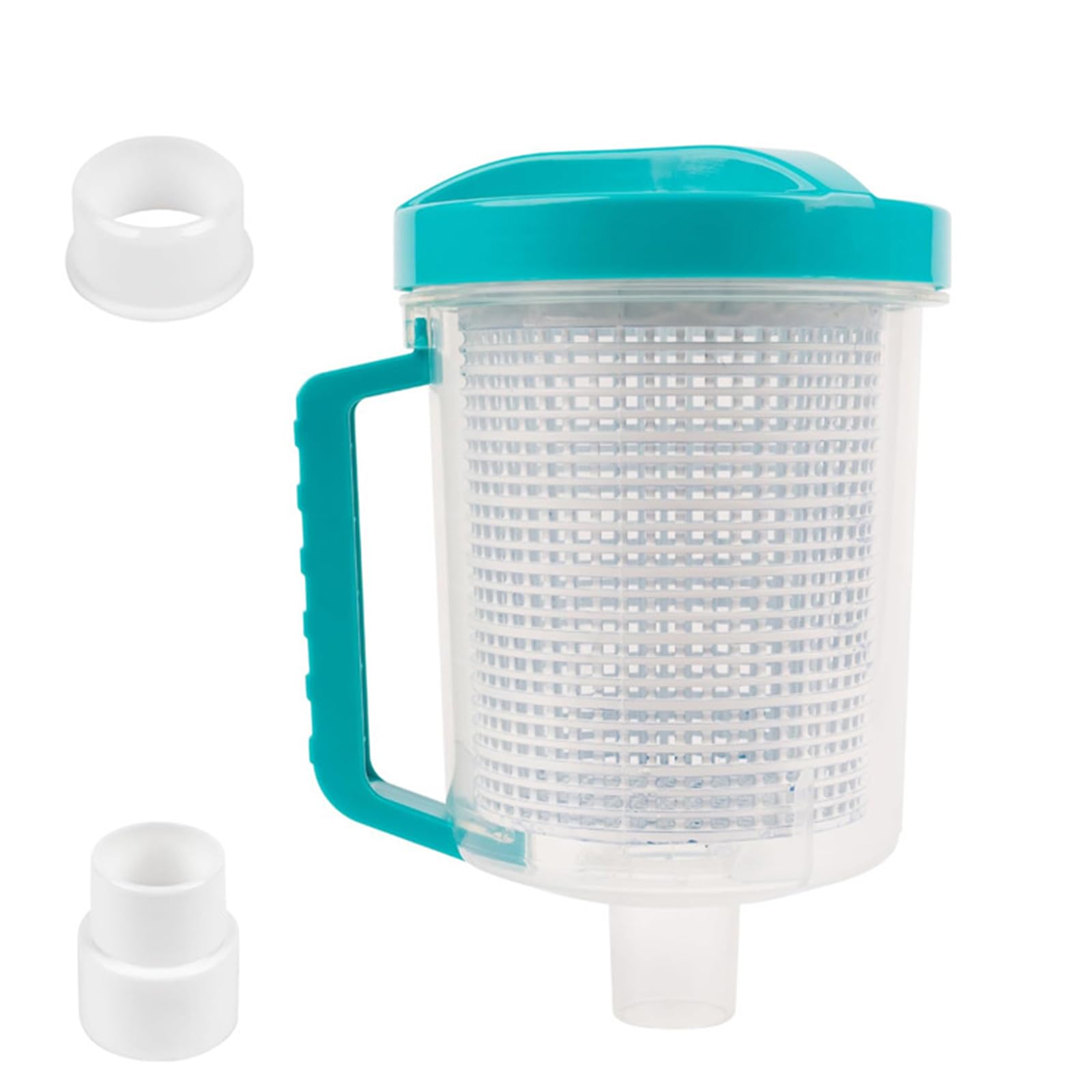 Práctica trampa para hojas de mantenimiento de piscina con tapa fácil de abrir, bidón de piscina en línea, gran capacidad, recogecestos, cesta de trampa