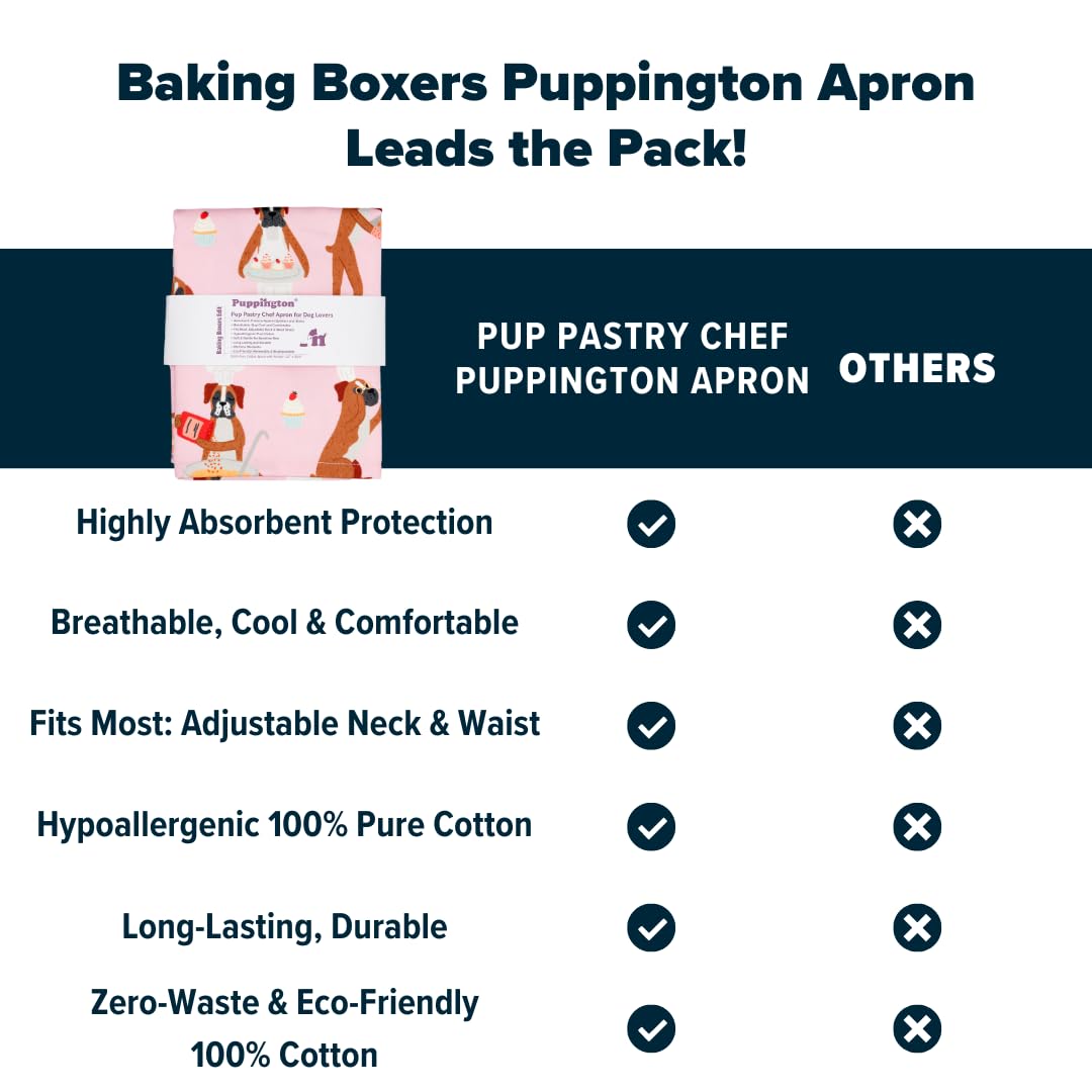 Puppington Delantal rosa para los amantes de los perros, edición de boxeadores para hornear, divertido y lindo delantal rosa para padres de perros boxeadores, regalos 100% de algodón para la cocina