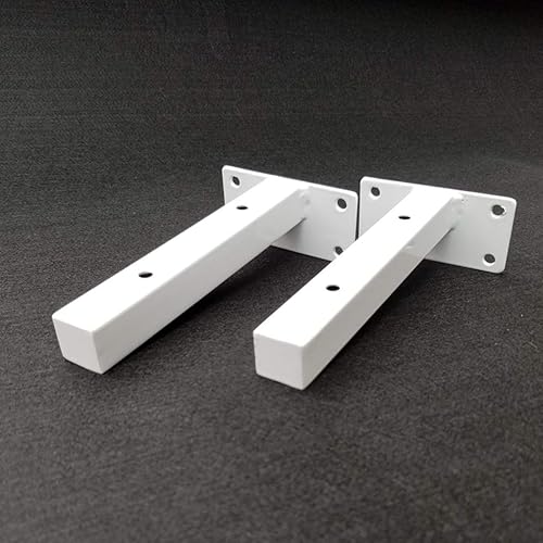 Miniatura 4 de Soporte de estante de tubo cuadrado flotante blanco, montado en la pared, soportes de soporte de ángulo oculto de 90 grados, soporte de estante de