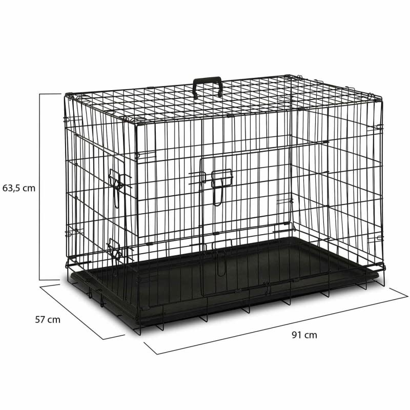 IDMarket - Cage de Transport pour Chien Taille M/L 91 x 57 x 63,5 CM Caisse Pliante avec poignée et Plateau