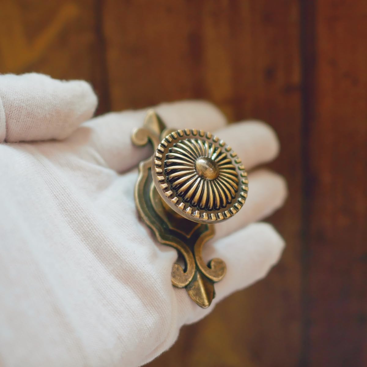 4 Pack Golden Antique Brass Cabinet Knobs Vintage Retro Mushroom Drawer Knobs Dresser Cabinet Cupboard Wardrobe Kitchen Pull Handles Door Knobs for DIY with Screws