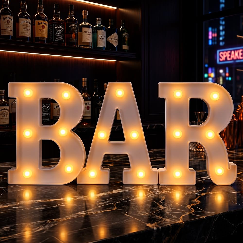 LED Letter Lights, Bar Neon Sign, Luminous Letters Bar Night Lights