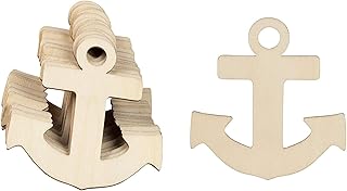 Wooden Anchor Cutouts - 3.7 x 3.5 in Pack of 24 Unfinished Plywood - Craft Wood Supplies for DIY Painting & Nautical Decor - for Pirate Craft Projects