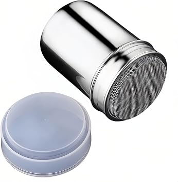 Stainless Steel Sifter with Lid - 80 Mesh Fine Sieve for Coffee Cocoa Matcha, 304 Food-Grade Powder Shaker, Baking Flour Sifter w/Ergonomic Handle, Dishwasher Safe Dry/Wet Ingredients Strainer (6.8oz)