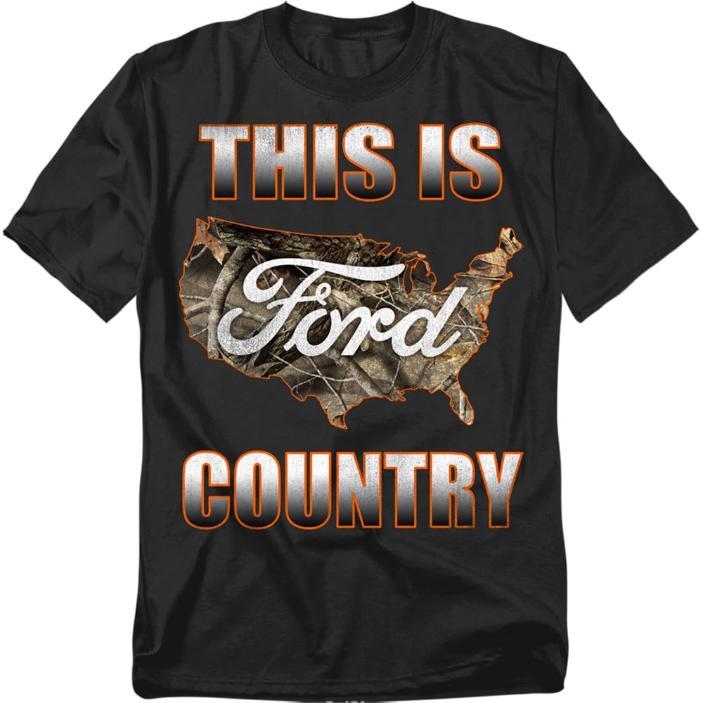 Ford Go Further Orange Camo Unisex Adult Tall T Shirt,Black, 2X-Large