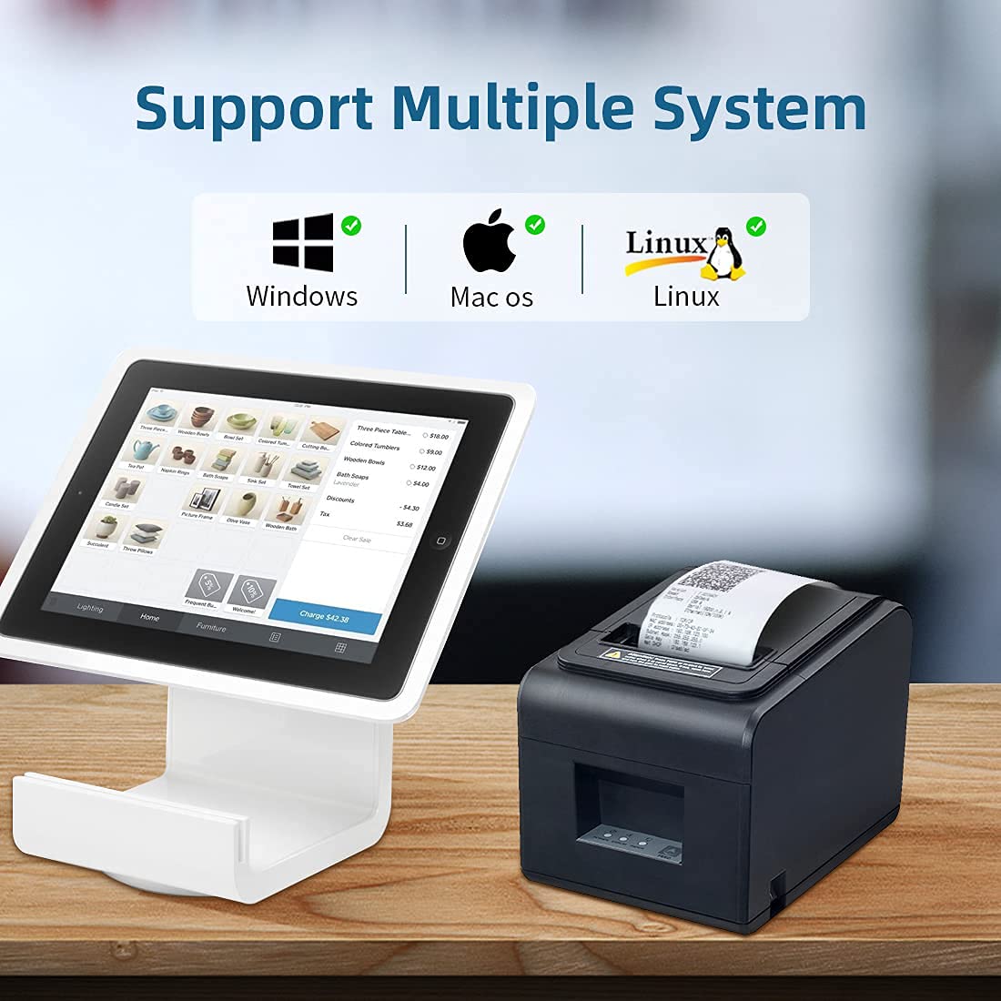 ACLAS Thermische Ontvangst POS Thermische Printer met USB Ethernet 250 mm/s ESC/POS-poort voor Windows PC Restaurant
