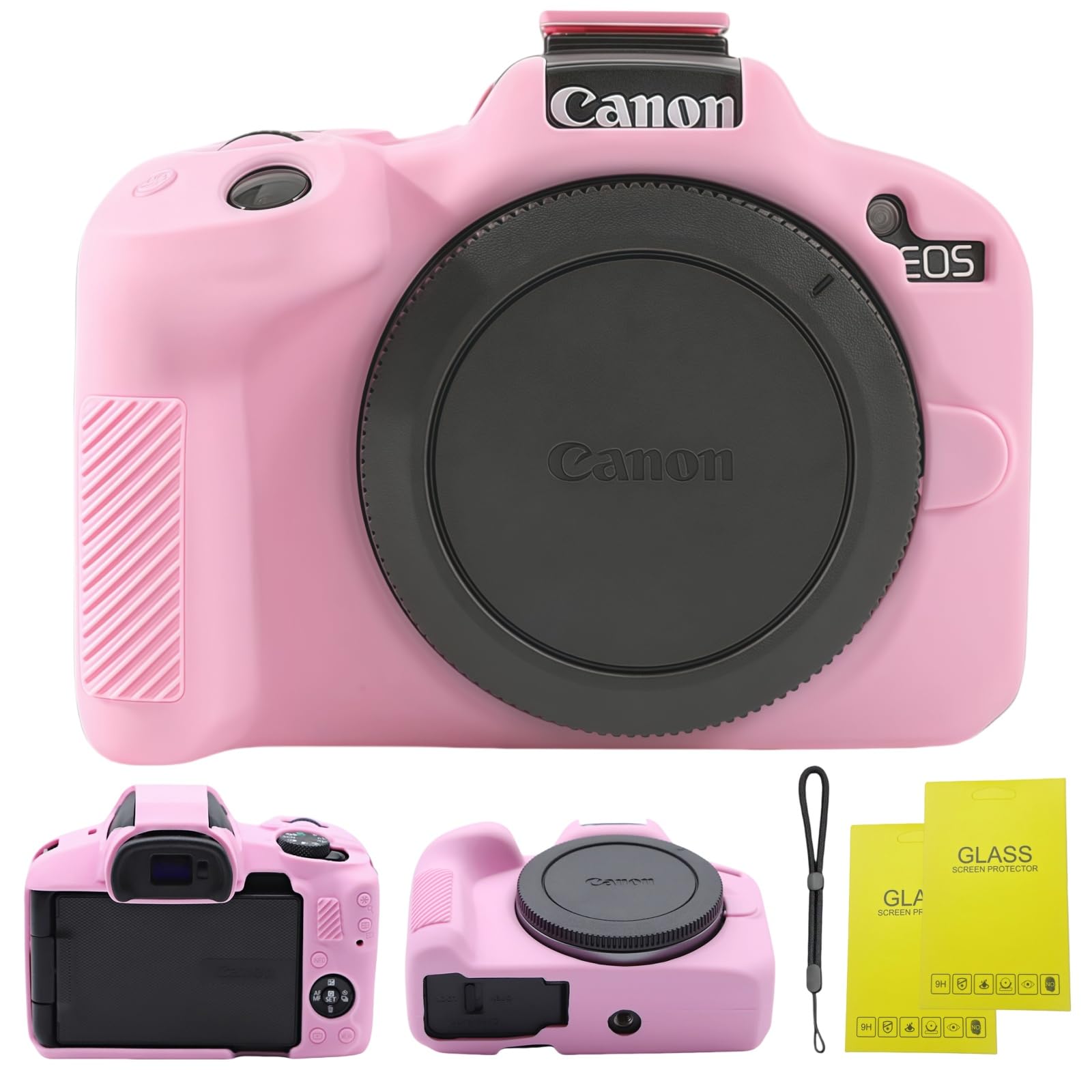 SZHSYJY EOS R50 case,Soft Silicone Protective Case for Canon EOS R50 EOSR50 Vlogging Camer,Comes with 2 Screen Protectors and 1 Wrist Strap,EOS R50