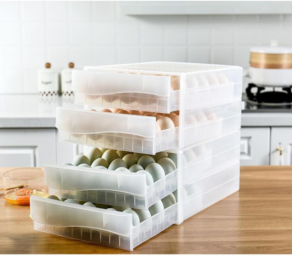 Egg Storage Box Refrigerator Tray 60 Double Layer PP Grid