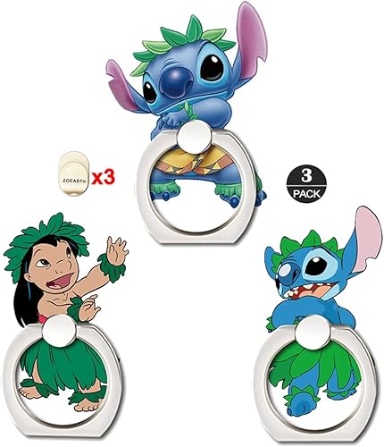 ZOEAST(TM) - Paquete de 3 anillos de teléfono de Hula Island, soporte universal ajustable de 360, soporte de gancho de escritorio para automóvil,