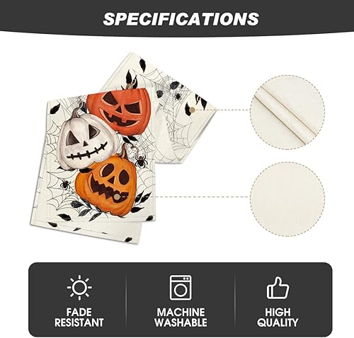 Miniatura 5 de Artoid Mode Camino de mesa de Halloween con telaraña de calabazas, decoración de mesa de comedor de cocina de otoño de temporada para decoración de