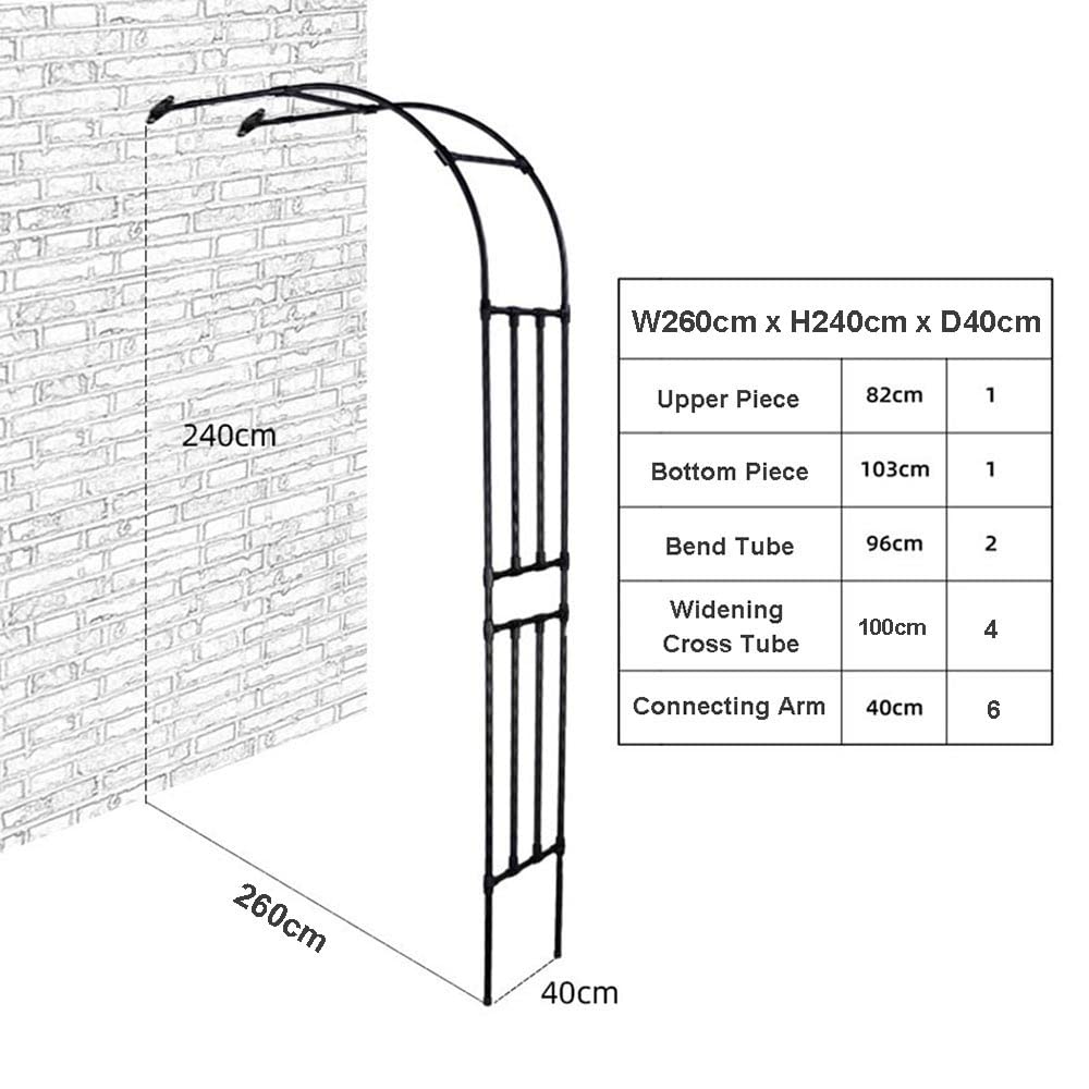 Treillis de jardin en métal pour décoration murale, tonnelle intérieure et extérieure, 60 à 300 cm de large, support pour plantes grimpantes, arche de jardin élégante, parfait pour les vignes et les