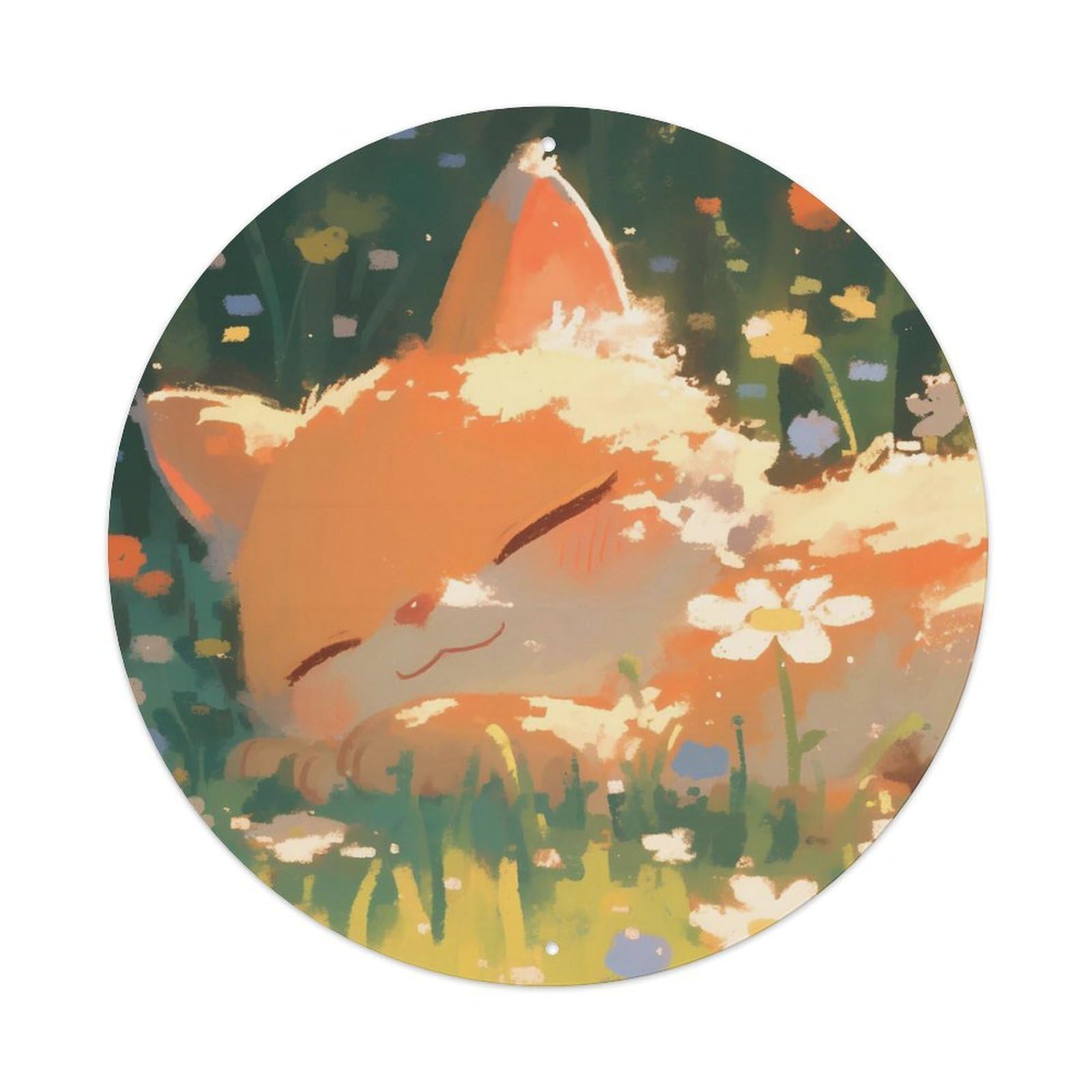 Animal Artwork Kitten Sleeping on The Grass Vintage Metal Tin Sign Plaque Wall Decor for Cafe, Club Bar, Office, Garden Metal Poster 8x8Inch