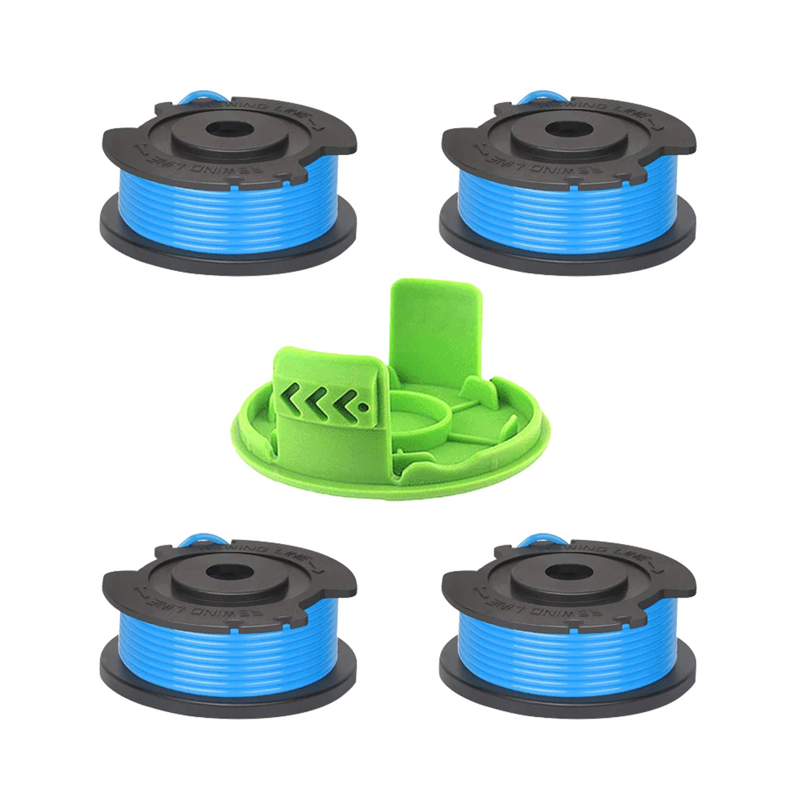 CDIYTOOL String Trimmer Replacement Spools, 0.065" 16ft Spool lines Compatiable With 24 Volt Greenworks G24LT, G24LTK2, G24LT30M & G24LT30MK2 string trimmers (4 Spools + 1 Cover)