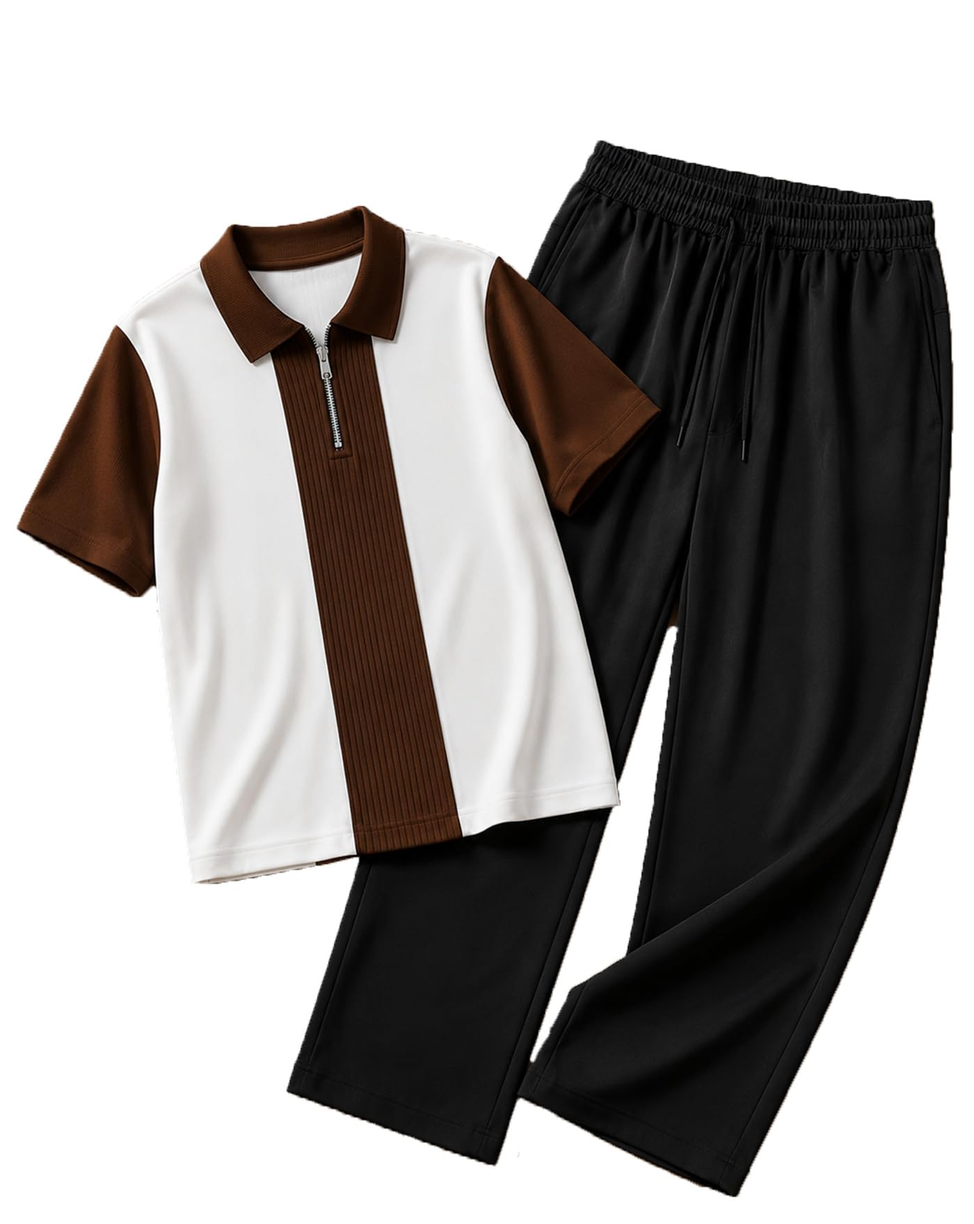 ausk Men's Cotton Blend Polo Co-Ord Set | Polo Collar Half Sleeve T-Shirt with Elastic Waist Track Pant | Smart Casual | Summer Wear | Travel Wear Clothing Set for Men-picture-41