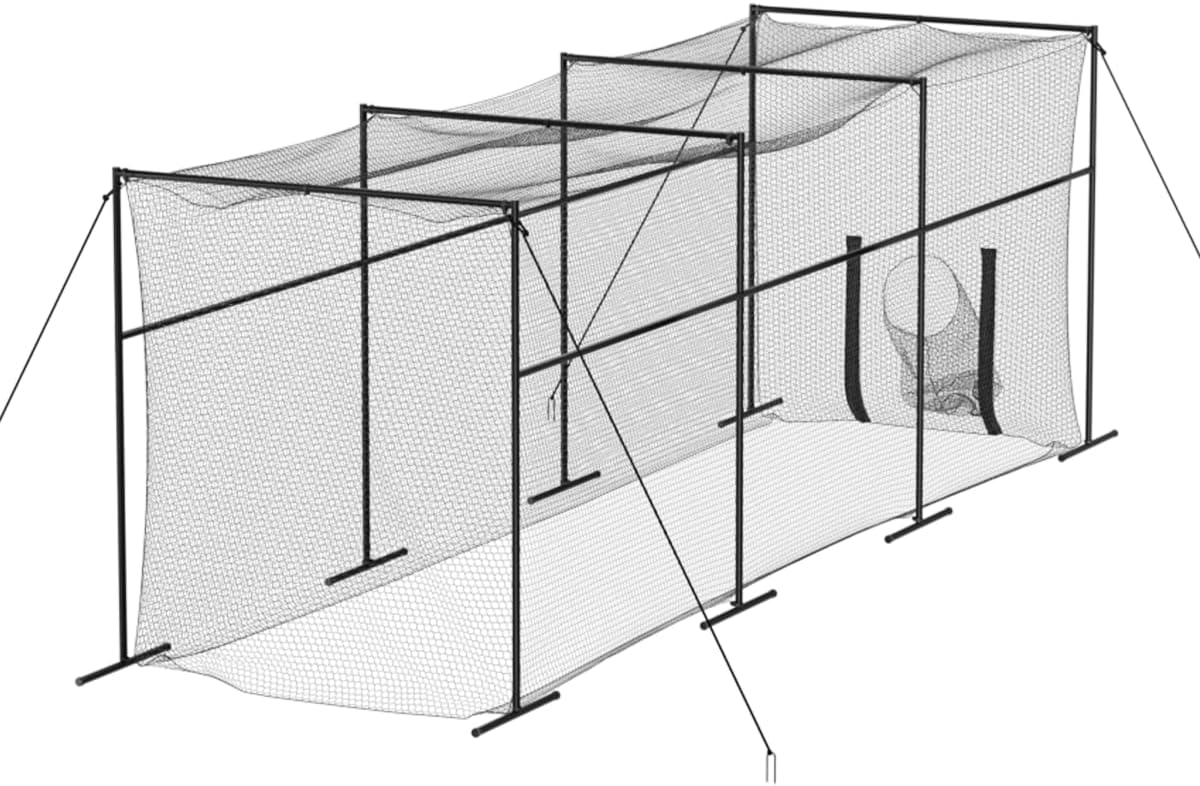 MR 40FT Heavy Duty Batting Cage Net & Frame - Complete Baseball Softball Practice Package with Pitching Machine Door