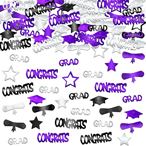 Image of Graduation Decorations 2026 | Purple Congrats Grad Confetti 2026 - Pack of 1000 | Graduation Confetti 2026, 2026 Graduation Table Decorations, 2026 Confetti Graduation, KatchOn