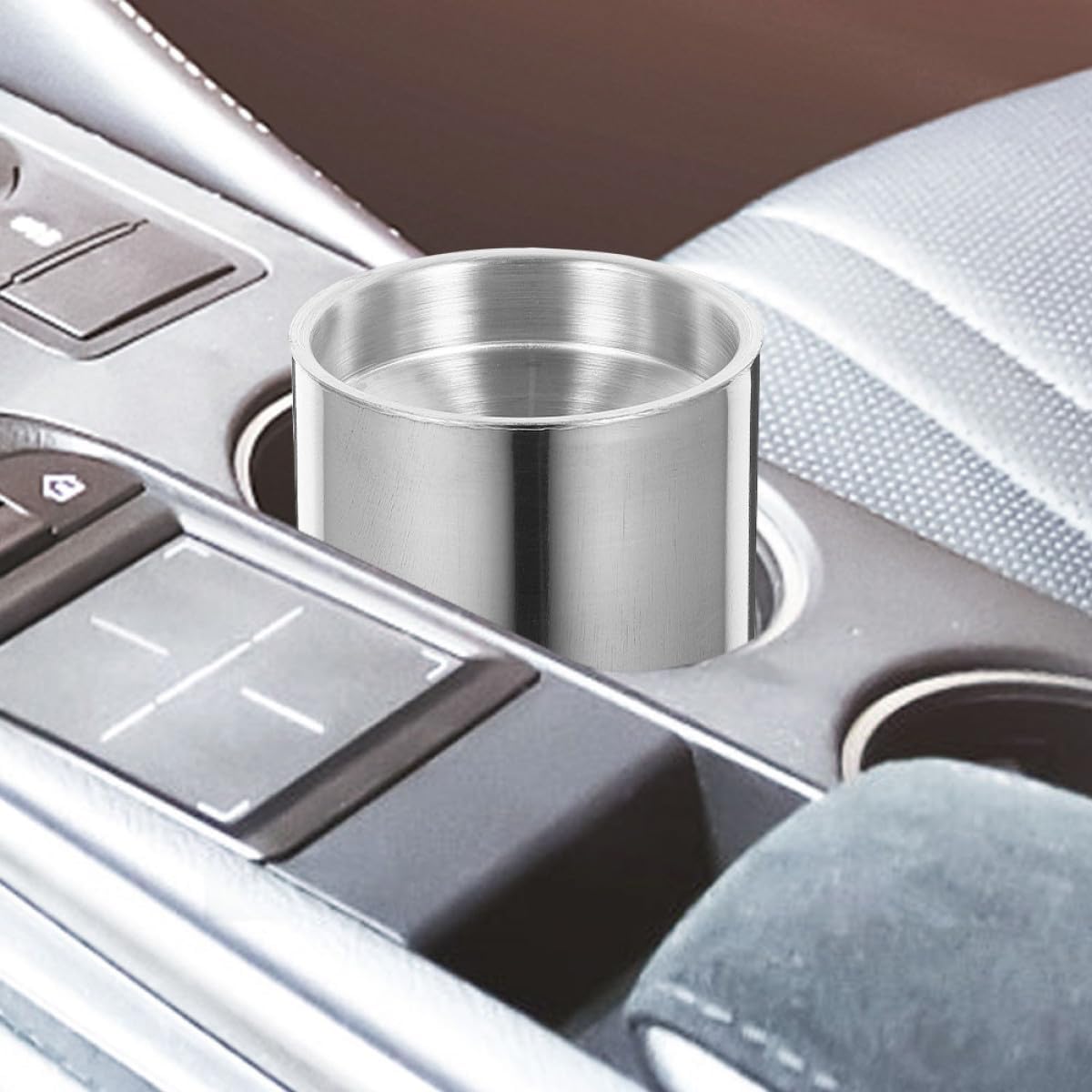 Hemobllo 2pcs Stainless Steel Car Ashtray with Windproof Lid Portable Metal Ash Tray for Office and Outdoor Use, Large Silver Automotive Interior Accessory for Drivers