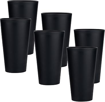 KX-WARE 32-ounce Plastic Tumblers Large Drinking Glasses, set of 6 Black