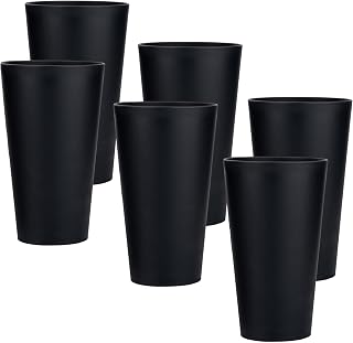 KX-WARE 32-ounce Plastic Tumblers Large Drinking Glasses, set of 6 Black