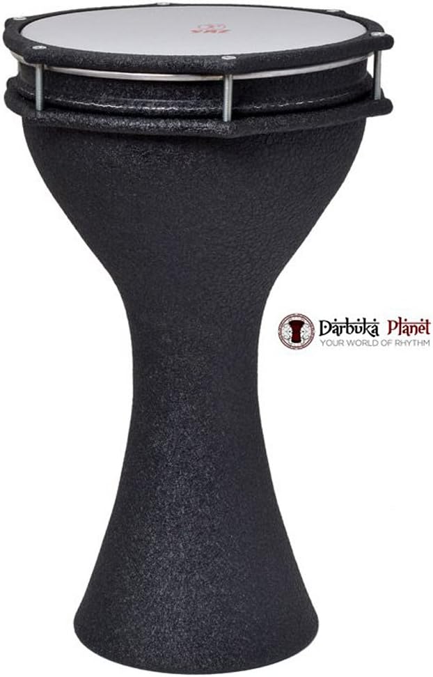 Zaza Percussion - The 17'' Crocodile Leather Finish Aluminum Darbuka Doumbek, Synthetic Head (BLACK)