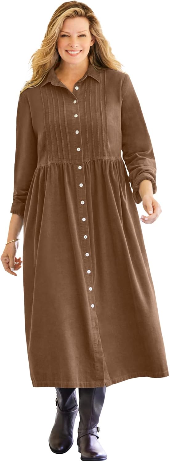 Women's Plus Size Corduroy Button Front Dress Mozambique Ubuy