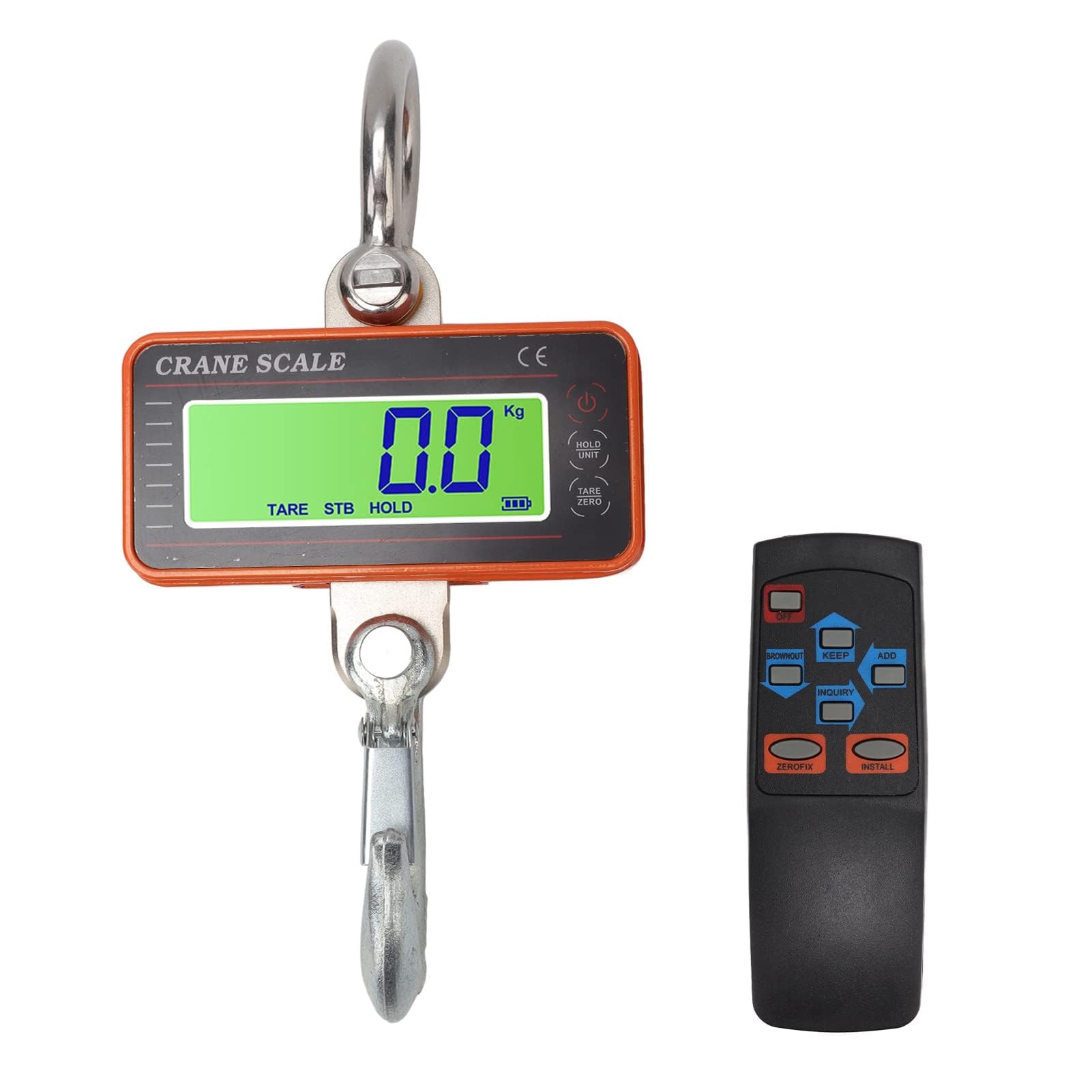 Báscula de Grúa Digital 1500 Kg 3000 Lb con Control Remoto Pantalla LED Báscula Colgante Industrial Electrónica Resistente Naranja