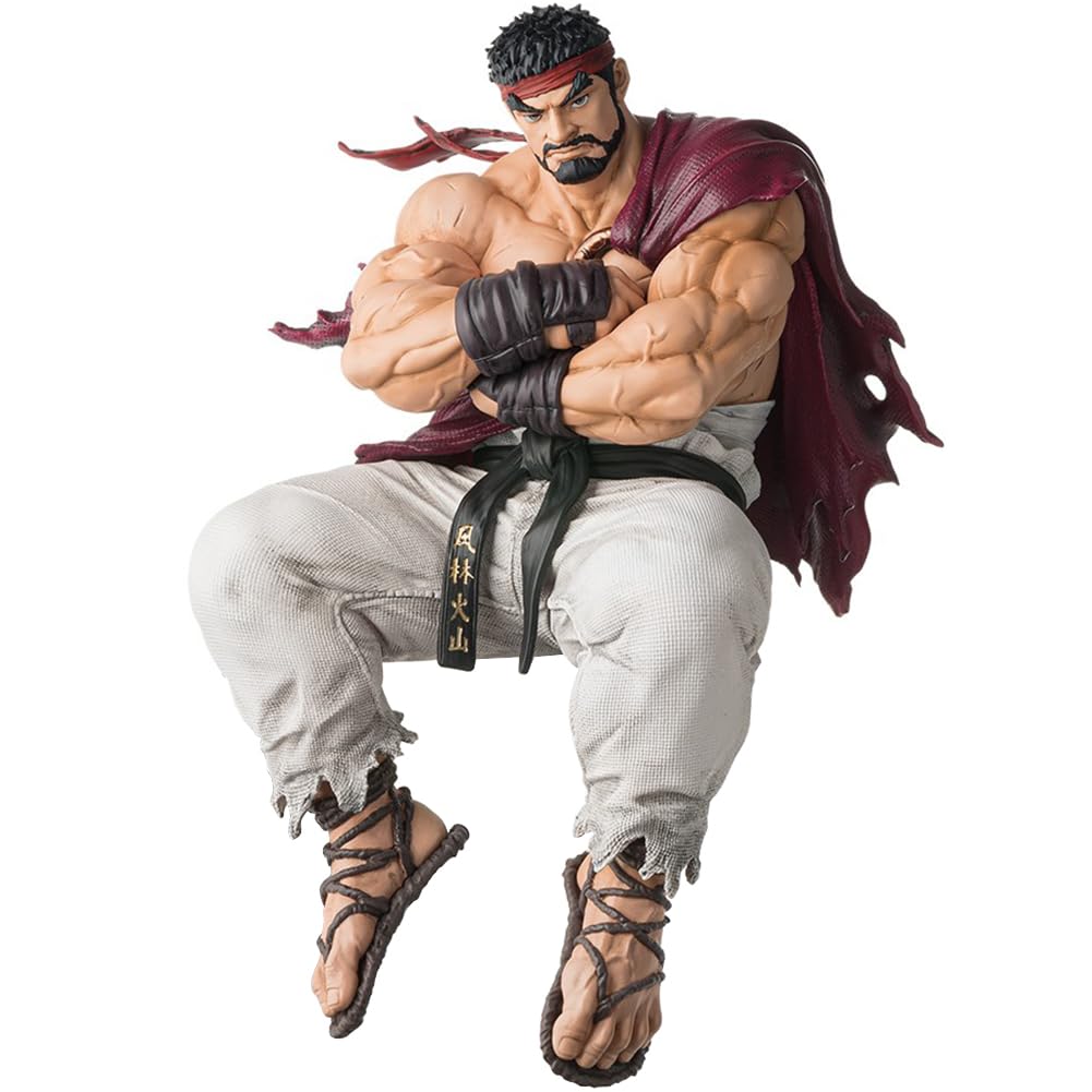 Jilijia Master-Ryu Figure Statue - Master-Ryu Sitting Pose Figurine, Game Character Fighting Style Model PVC Anime Action Figure Desktop Ornament Gift Collectible 14CM