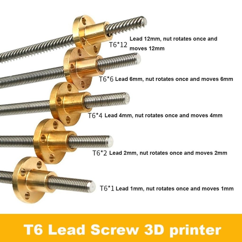 Varilla roscada, tornillo trapezoidal, 1 pieza de tornillo T6, rosca de 6 mm, paso de 12 mm, 100/200/300/400/500/550/600/800/1000 mm, varilla trapezoidal con tuerca de cobre, impresora 3D(1000mm)
