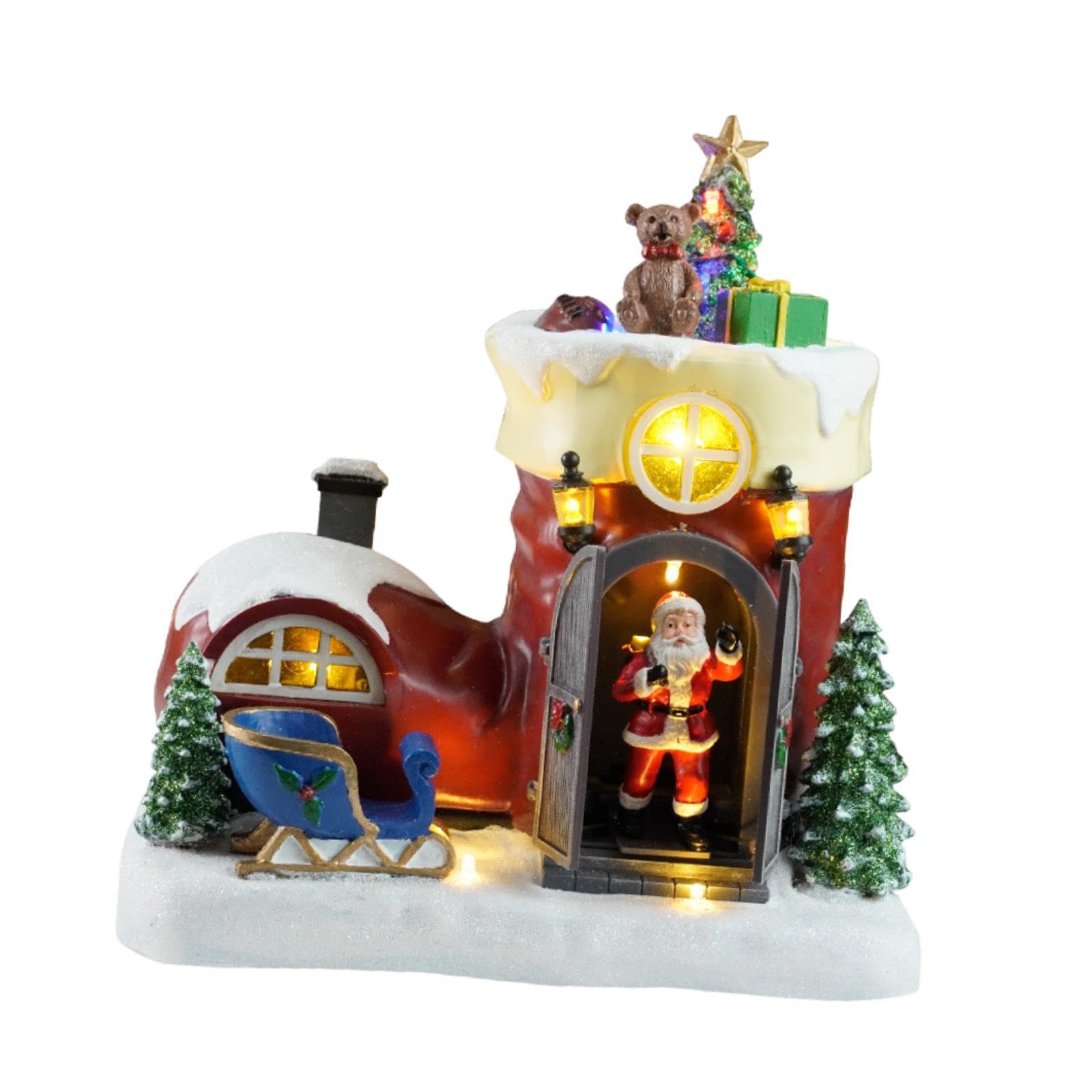 Cadeau de Noël boîte à musique maison enneigée et magique Oshhni