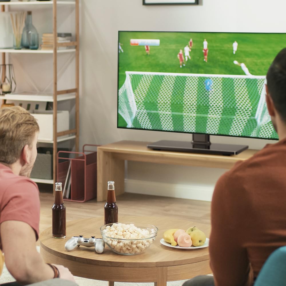 BFTOU Support TV Universel pour téléviseurs de 27 à 75 Pouces pivotant +/-35° réglable en Hauteur Base TV VESA Max 400 x 400 mm, Peut Supporter jusqu'à 35 kg, Noir